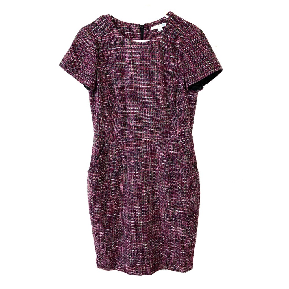 Boden Tweed Short Sleeved Sheath Dress Purple with Pockets US8 - 2 for 50!